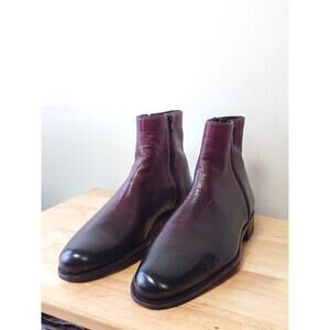 Magnanni Men’s Boots 10M Burgundy Black Burnished Leather Dress Shoes